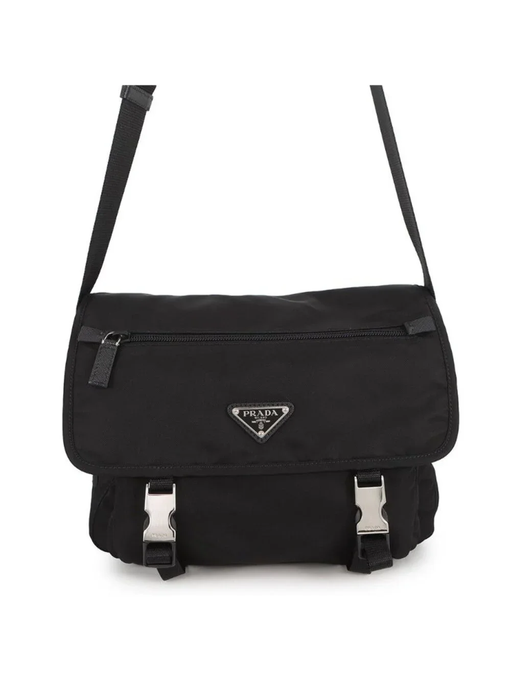 Prada Shoulder Bag Triangle Logo Nylon Black